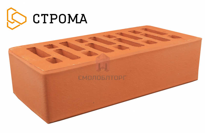 Кирпич «Строма» лицевой керамический пустотелый Красный Гладкий 1.4НФ