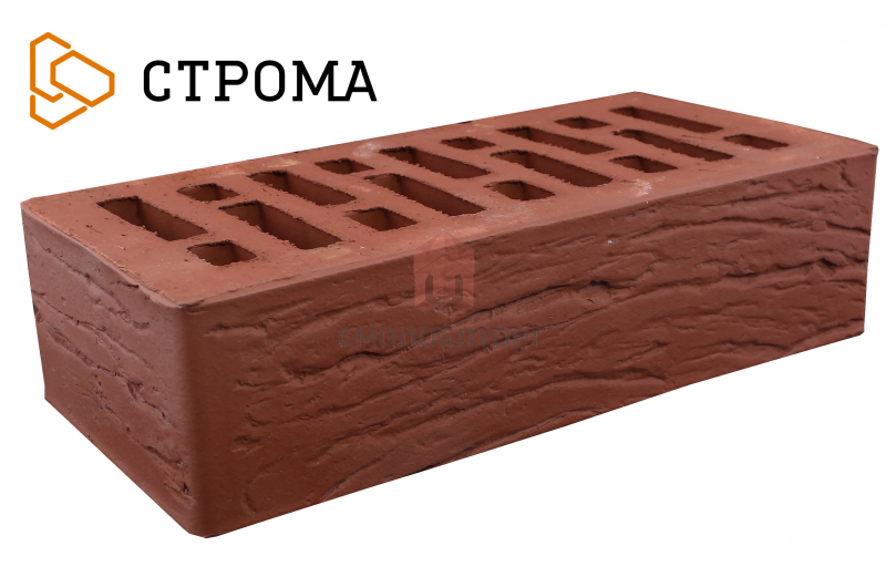 Кирпич «Строма» лицевой керамический пустотелый Бордо Рустик 1.4НФ